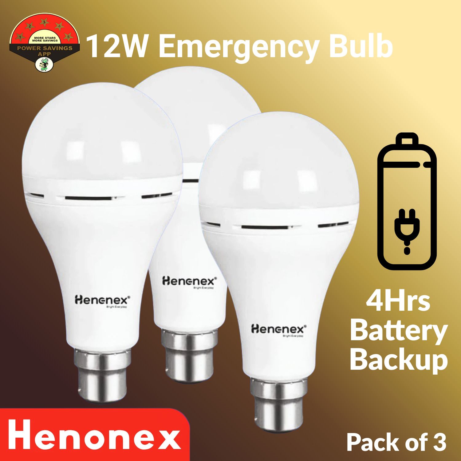 Pack of 3 – 12W LED Backup Bulbs with Emergency Function 2 hrs Bulb Emergency Light-image-47