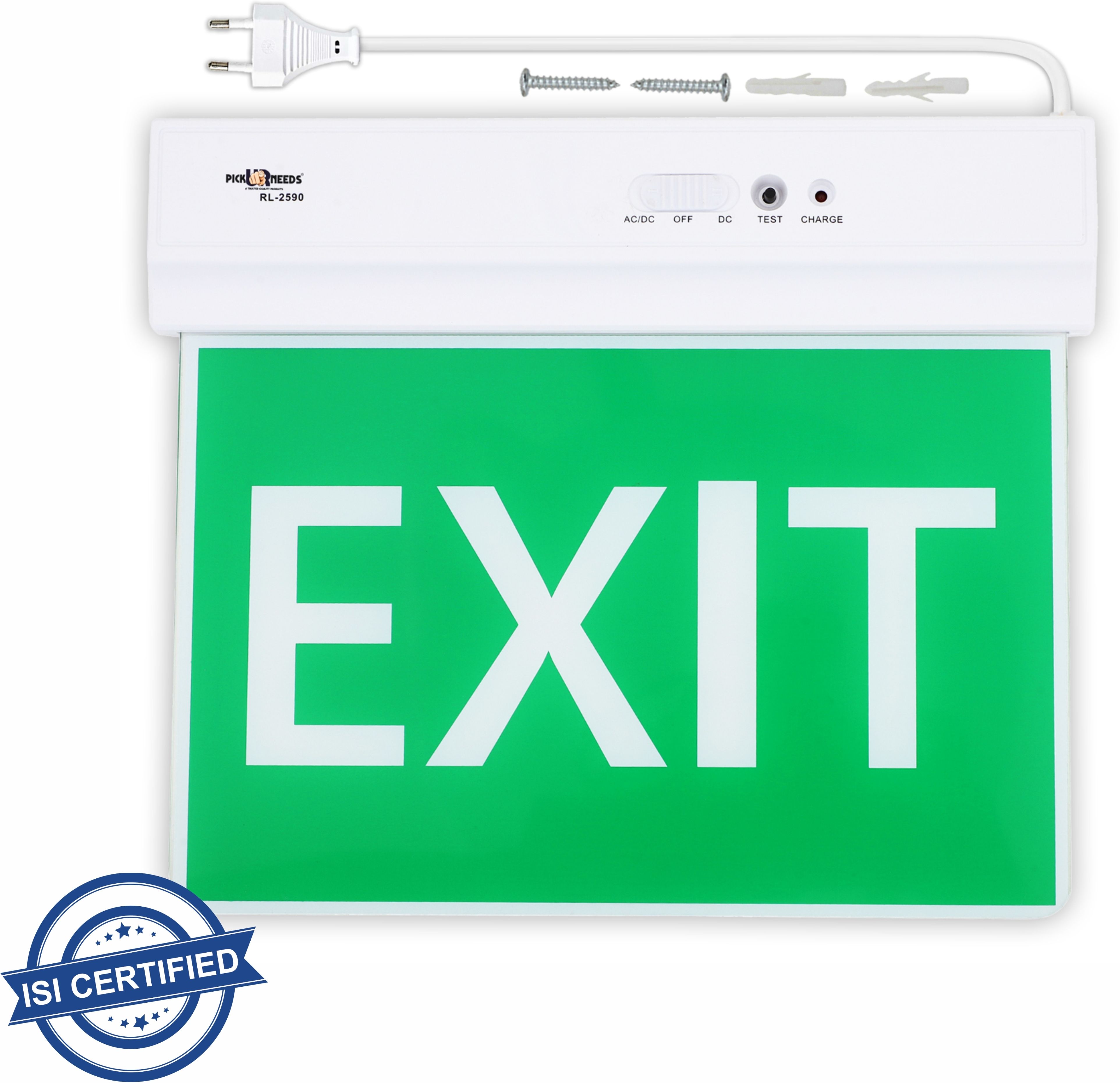pick ur needs Emergency Exit Door Sign With LED Light Rechargeable Ceiling & Wall Mount 0 hrs Flood Lamp Emergency Light-picture-40