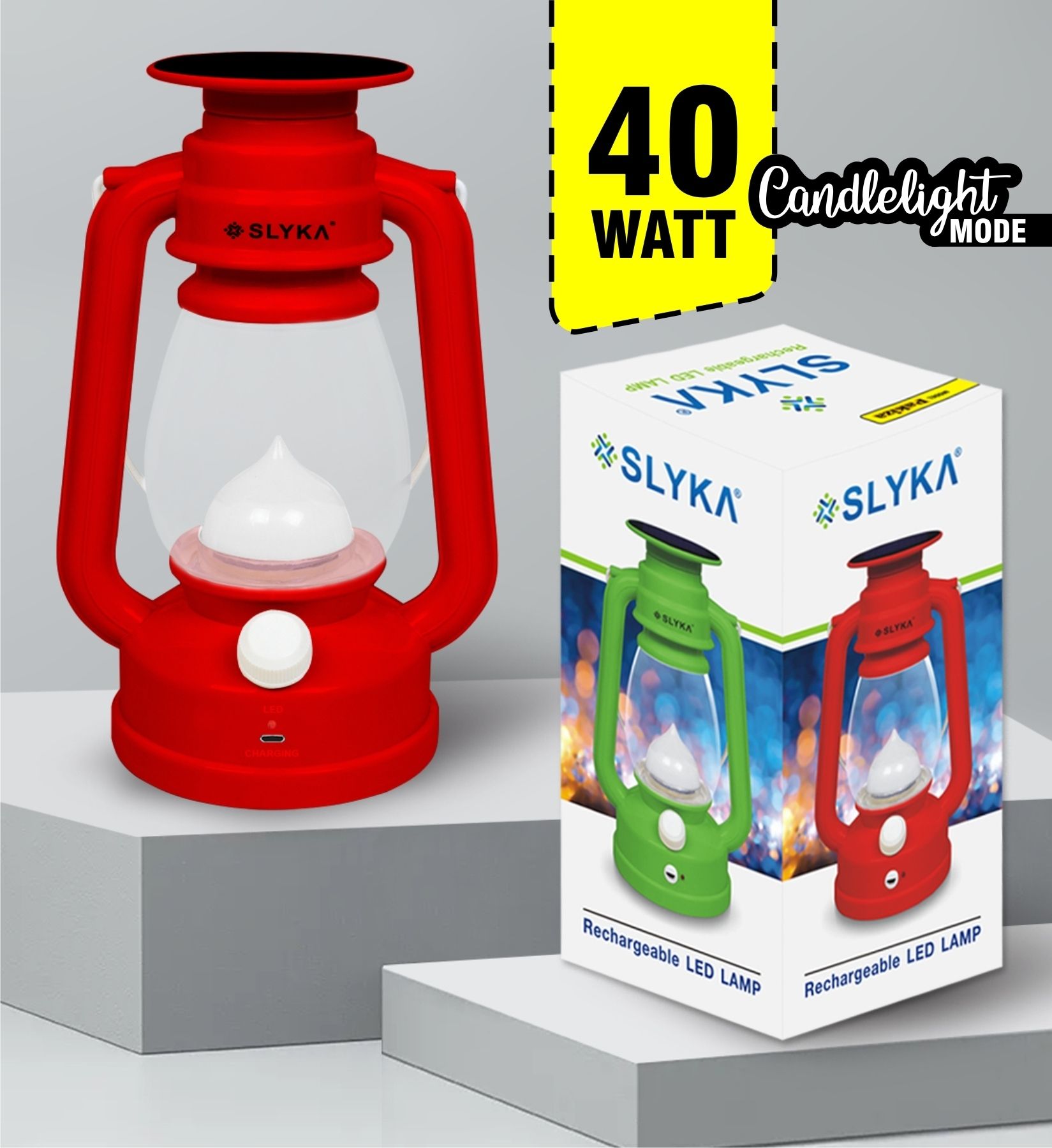 slyka 40 Watt Rechargeable 2 in 1 (Night Lamp + LED Lantern) Portable Light 4 hrs Lantern Emergency Light-picture-12