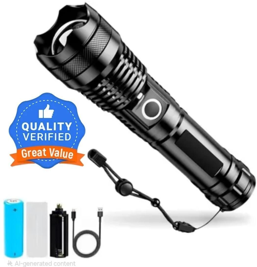 hymasa 100W Tactical Rechargeable Flashlight Set with USB Charging & Mini COB Light 10 hrs Torch Emergency Light-picture-27