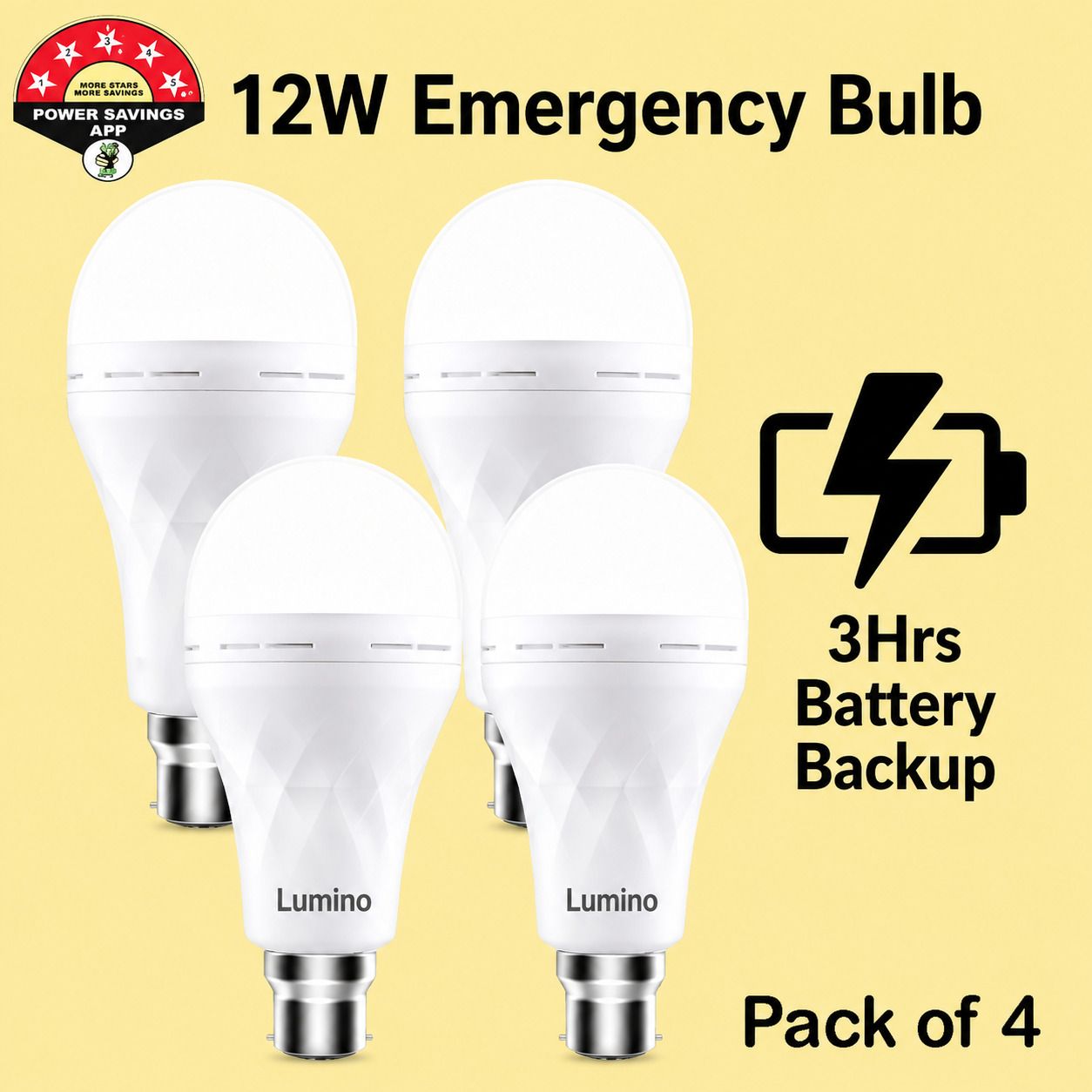 Rechargeable 12W LED Emergency Bulb for Home & Office | Pack of 4 4 hrs Bulb Emergency Light-image-36