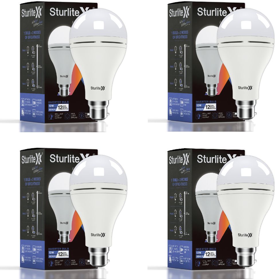 Xenus (3 in 1) 12W Rechargeable LED Inverter (Pack of 4) 12 hrs Bulb Emergency Light-image-13