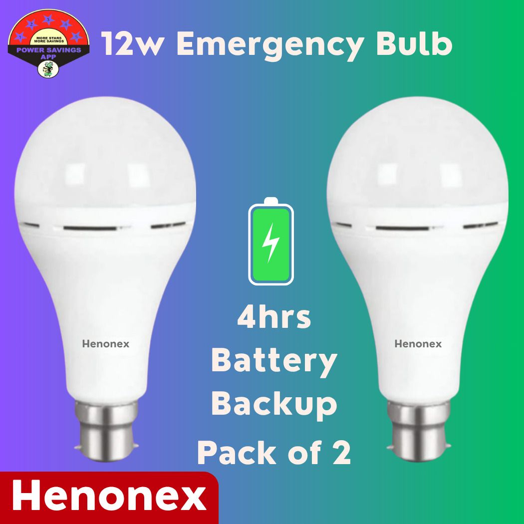 LED Bulb with Emergency Battery 12W Pack of 2 4 hrs Bulb Emergency Light-image-1