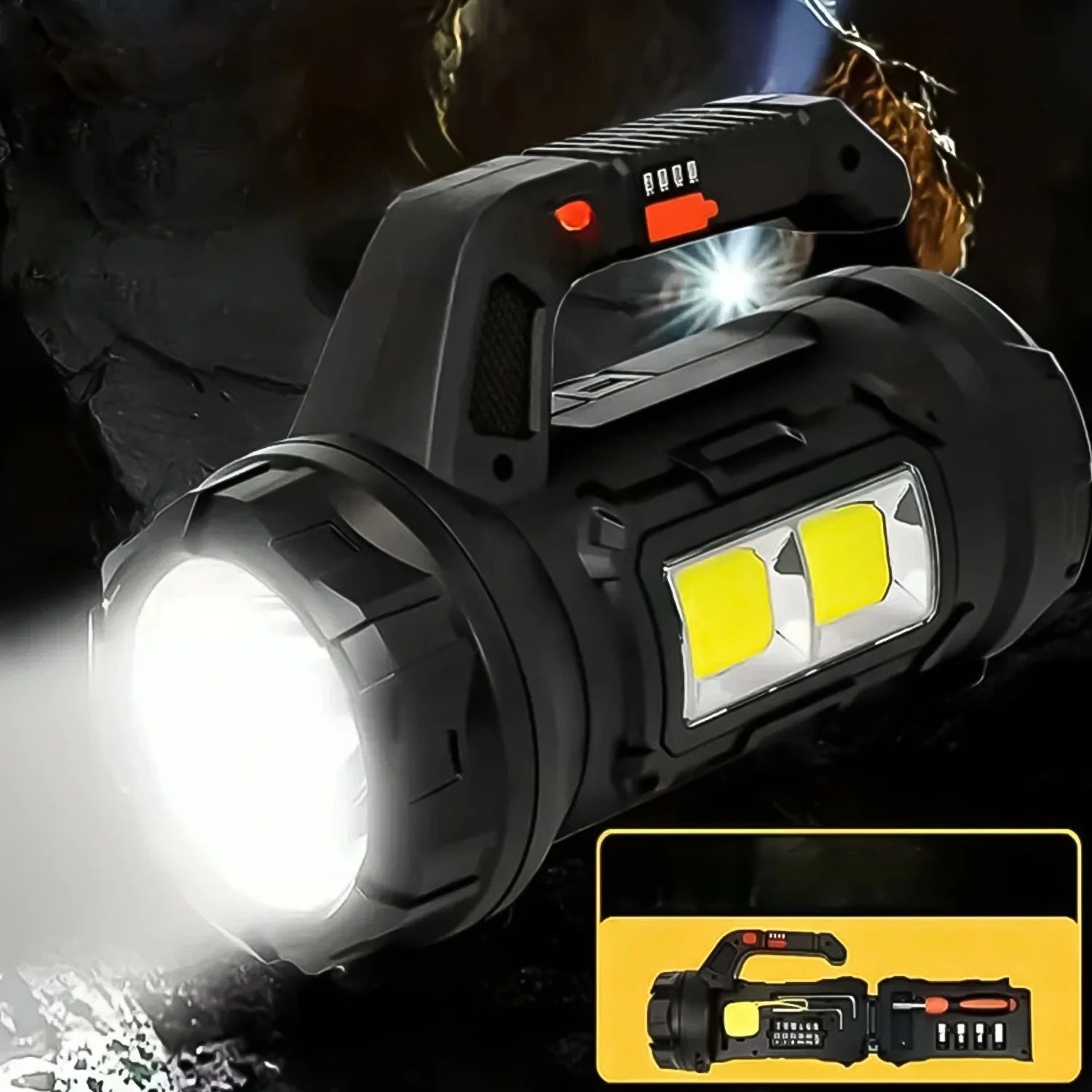 5 in 1 Screwdriver Set Long Range Torchlight (18 W) 10 hrs Torch Emergency Light-image-35