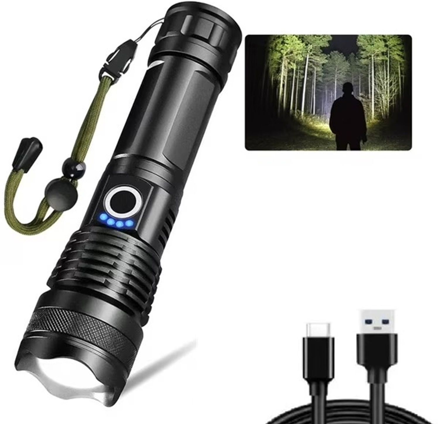 hymasa M983 Zoom Focus Torch Light Rechargeable LED Flashlight 10 hrs Torch Emergency Light-picture-26
