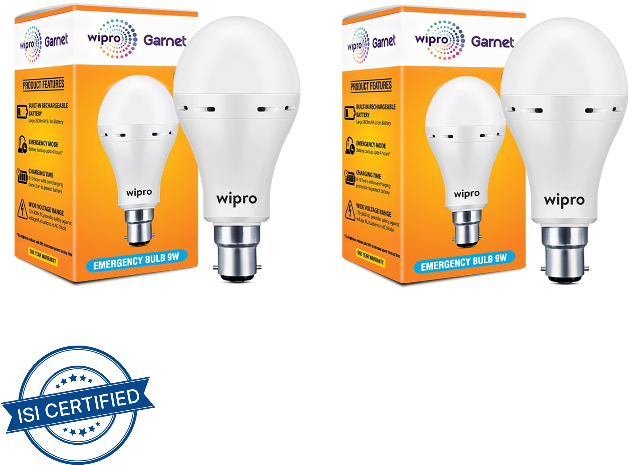 Wipro Garnet 9W Invertor LED 4 hours Bulb Emergency Light  (White)