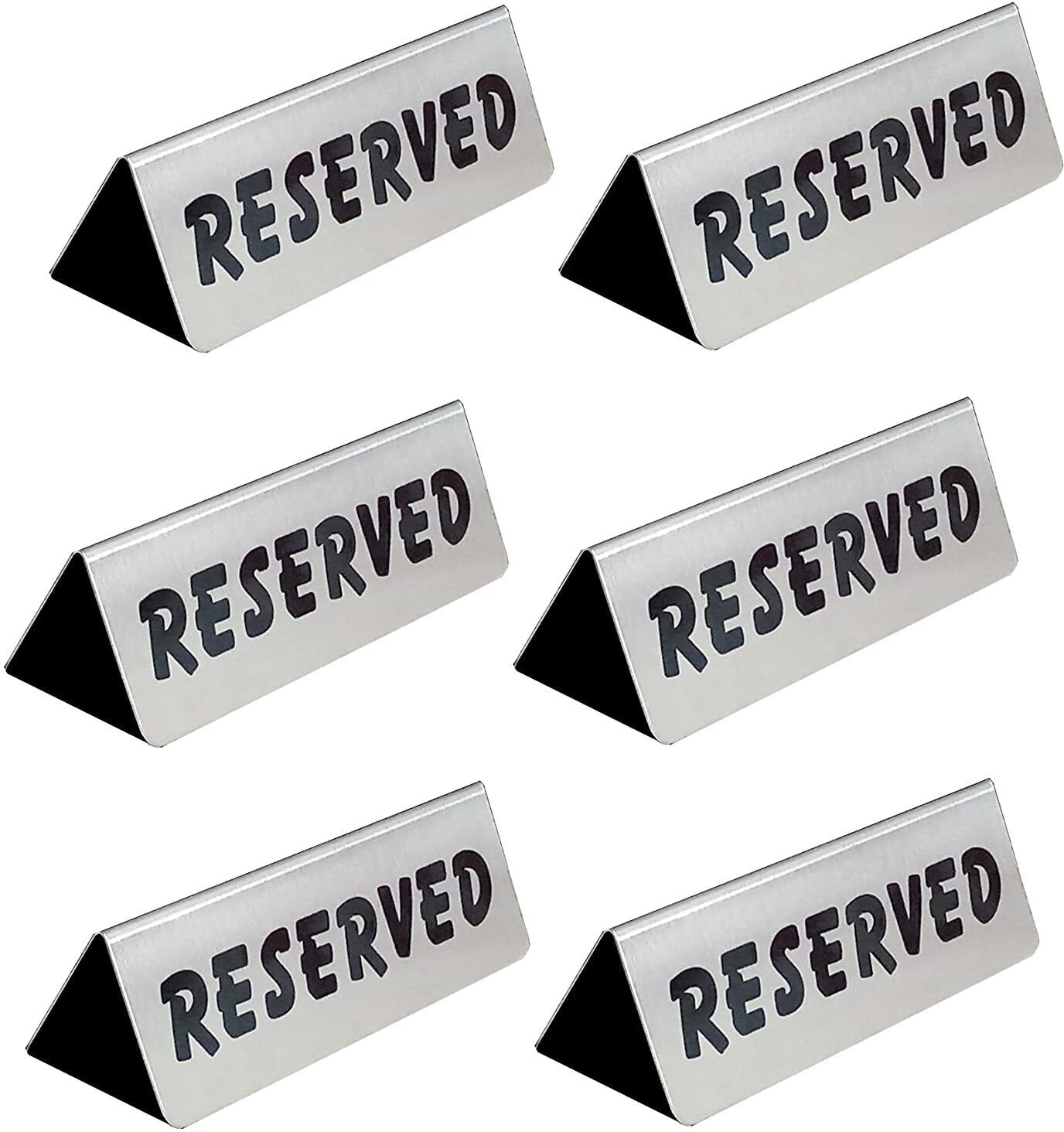 Stainless Steel RESERVED Sign Board For Table Pack Of 6 Emergency Sign-image-0