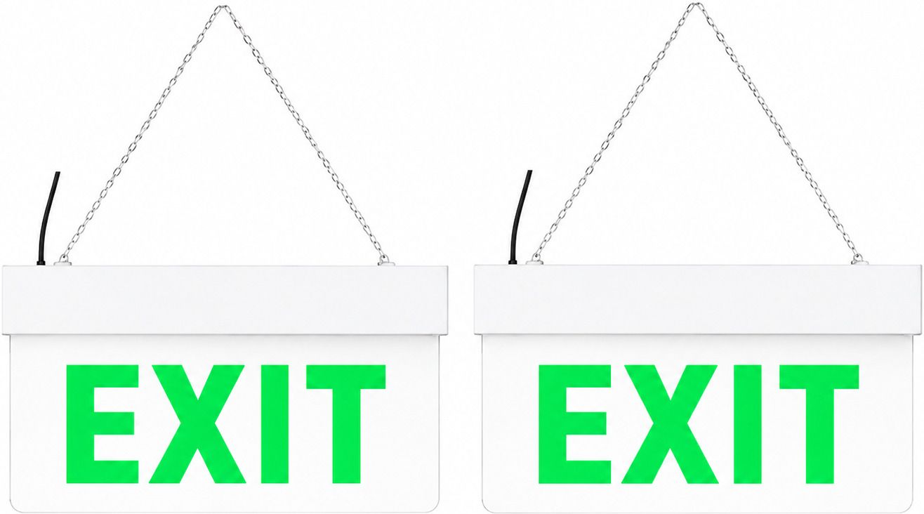 bluebeems Rechargeable Green LED Exit Hanging Sign Board | BIS Approved (Set of 2) Emergency Sign-picture-29