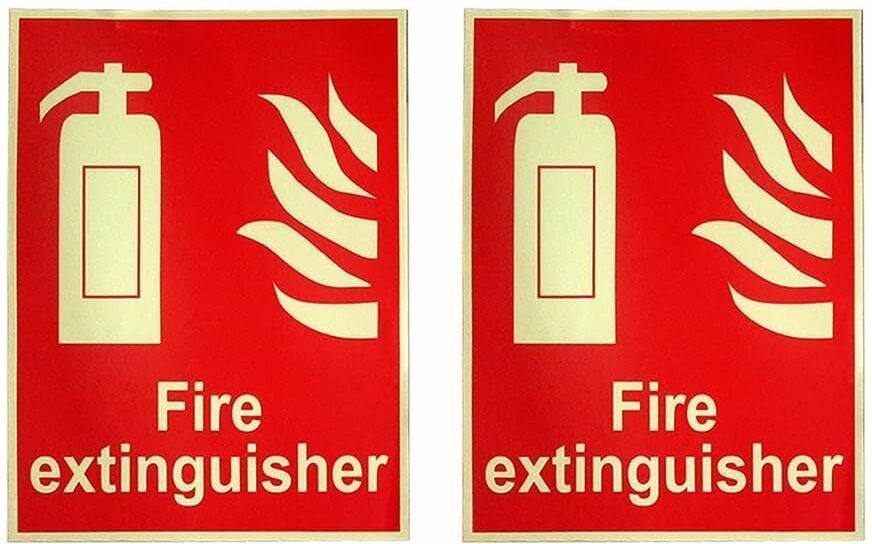 Glow in The Dark Fire Extinguisher Fire Equipment Self Adhesive Vinyl 20*15 cm Emergency Sign-image-35