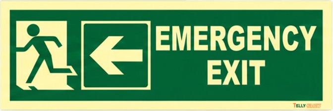 Glow in Dark Emergency Exit Left Arrow Safety Sign | 12 x 4 Inch Emergency Sign-image-12