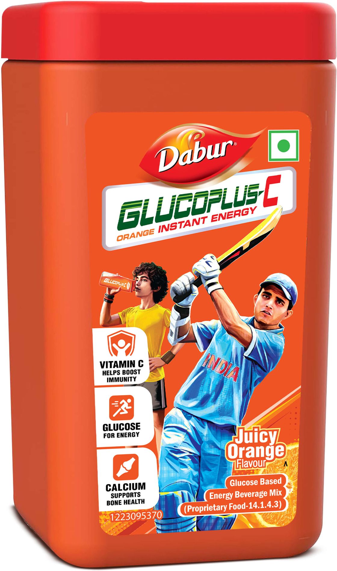 GlucoPlus-C Instant Energy Glucose Juicy & Tasty (Orange Powder) - 400g Jar Energy Drink