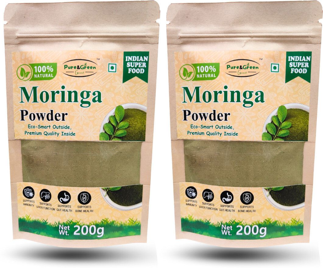 pure&green gourmet Organic Moringa leaves Powder 400 gm for weight loss & healthy skin | Superfood Nutrition Drink-picture-37