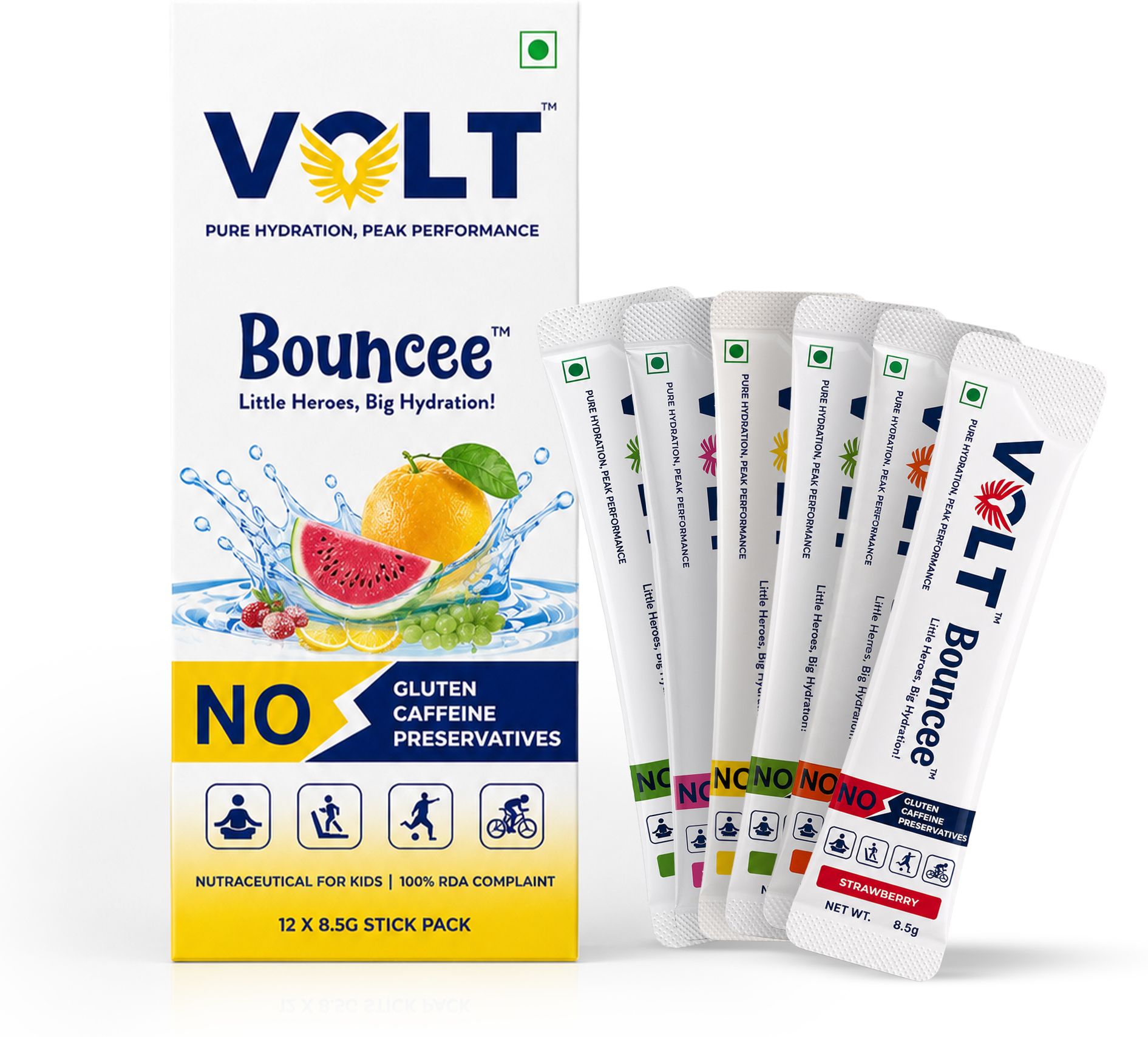 Volt Bouncee Electrolyte Drink Mix Powder, No Caffeine, No Preservatives Hydration Drink-image-36