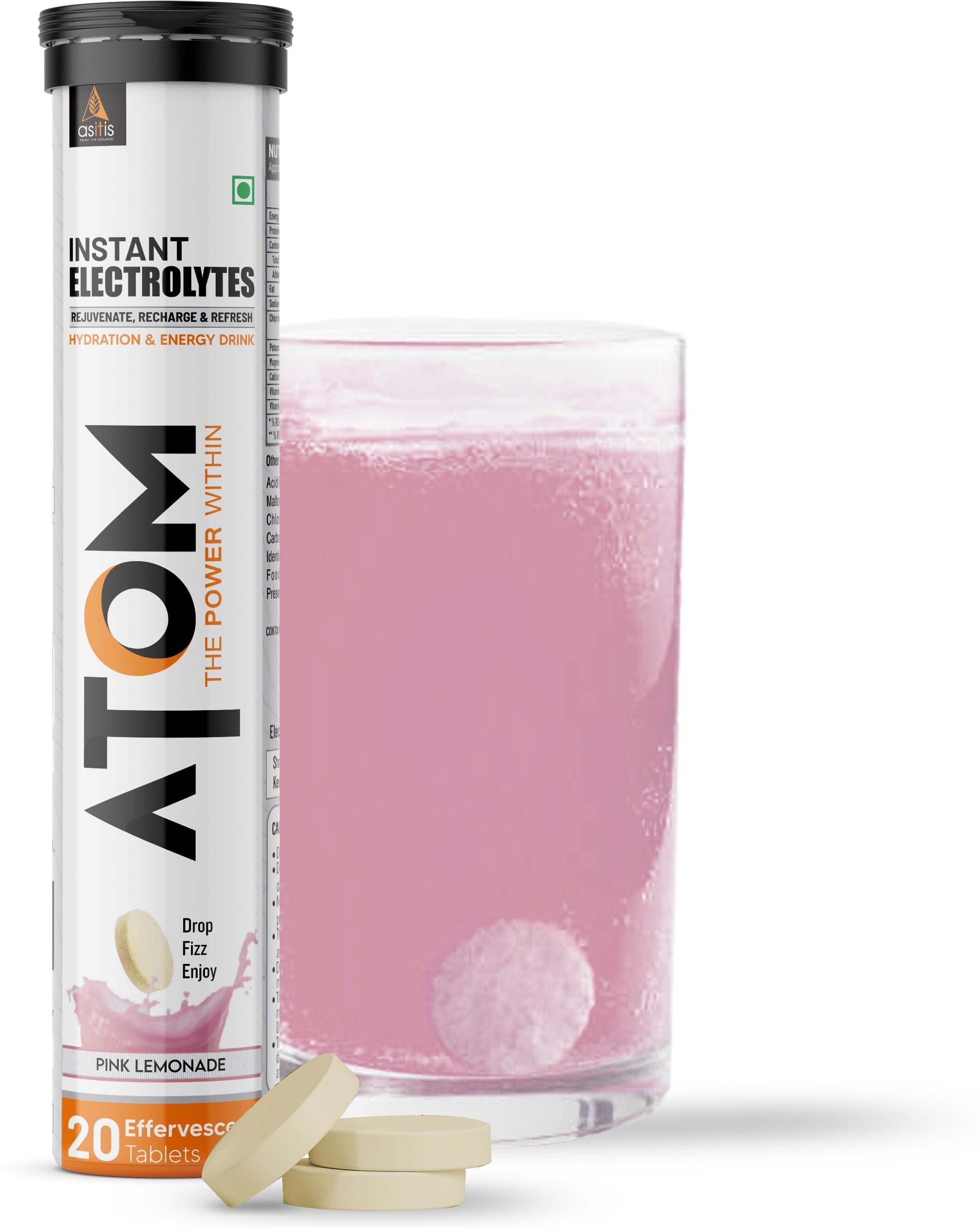 AS-IT-IS ATOM Electrolyte Effervescent 20 Tablets,Pink Lemonade,Without Caffeine Energy Drink-image-47