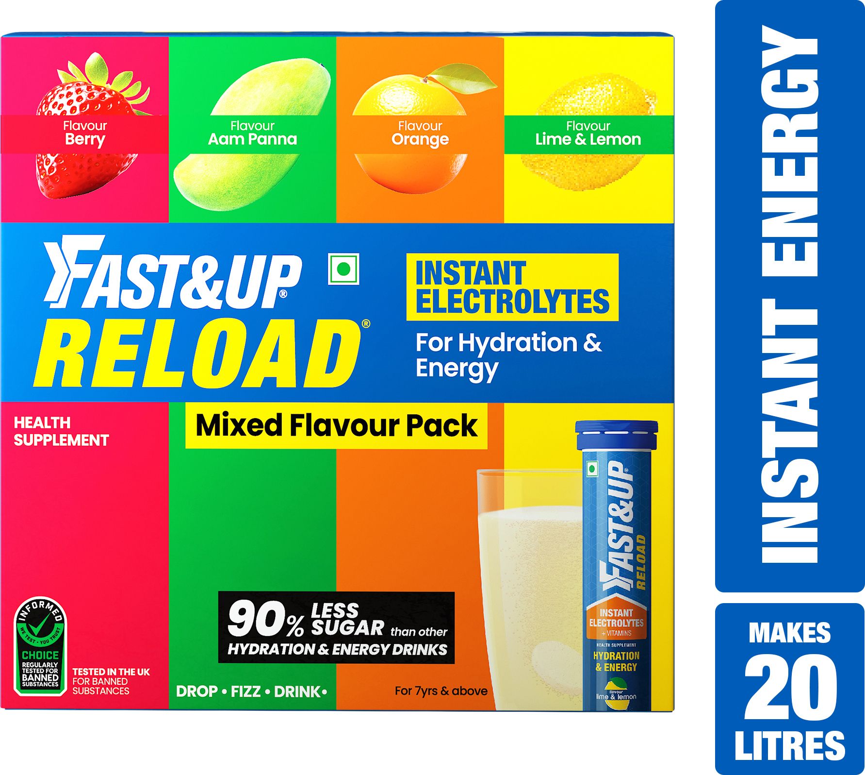 Reload (20 Liters) Low Sugar Energy drink, 5 Essential Electrolytes + Vitamins Energy Drink