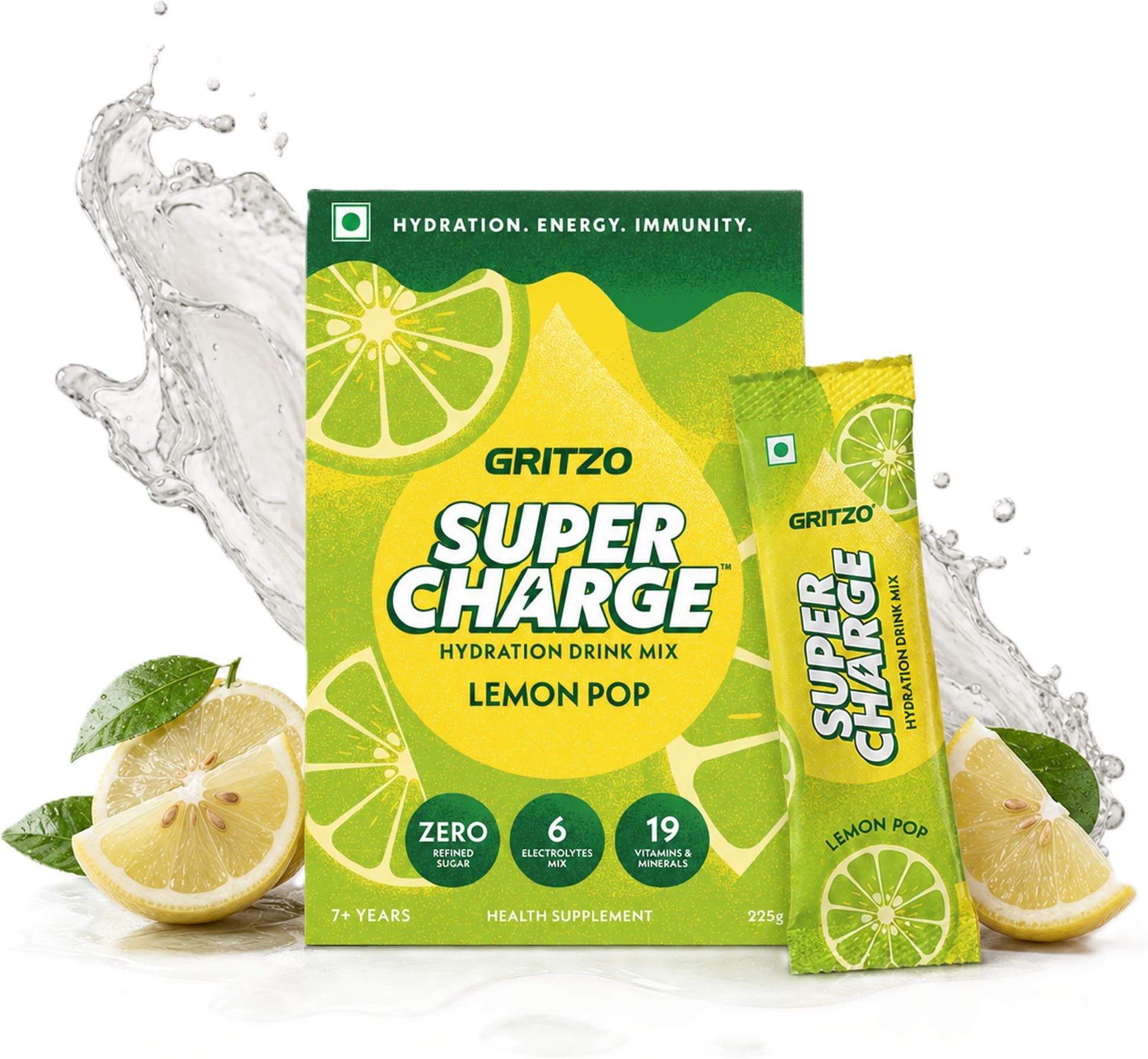gritzo Supercharge Hydration Drink Mix (7+y) 15 Sachets (15g Each) Hydration Drink-picture-34