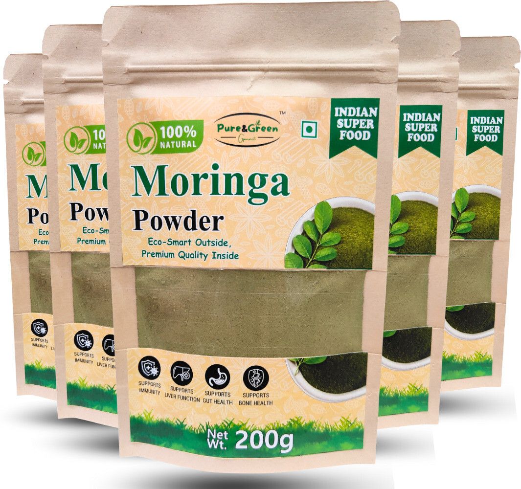 pure&green gourmet Organic Moringa leaves Powder 1 Kg (Pack of 5) for weight loss & healthy skin Nutrition Drink-picture-48