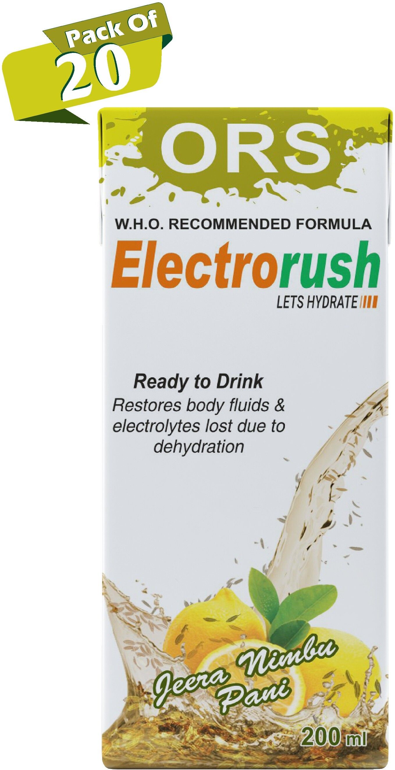 electrorush ORS - WHO Reccomended Formula - Nimbu Jeera Pack of 20 Hydration Drink-picture-12