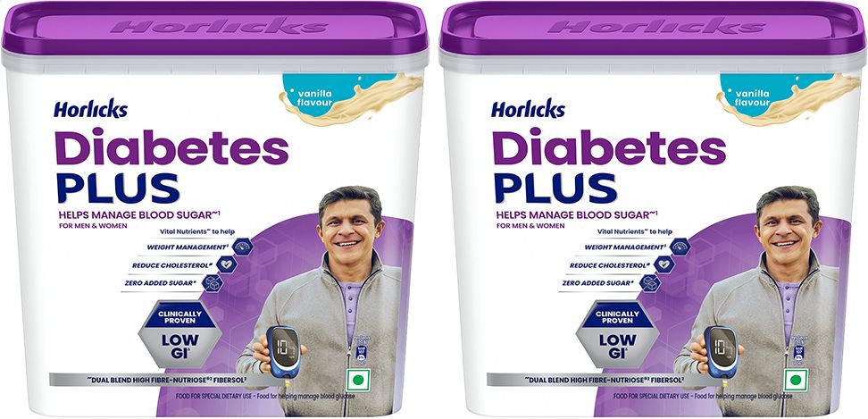 horlicks Diabetes Plus Vanilla 1kg Container, Pack of 2 (2 kg) Energy Drink-picture-43