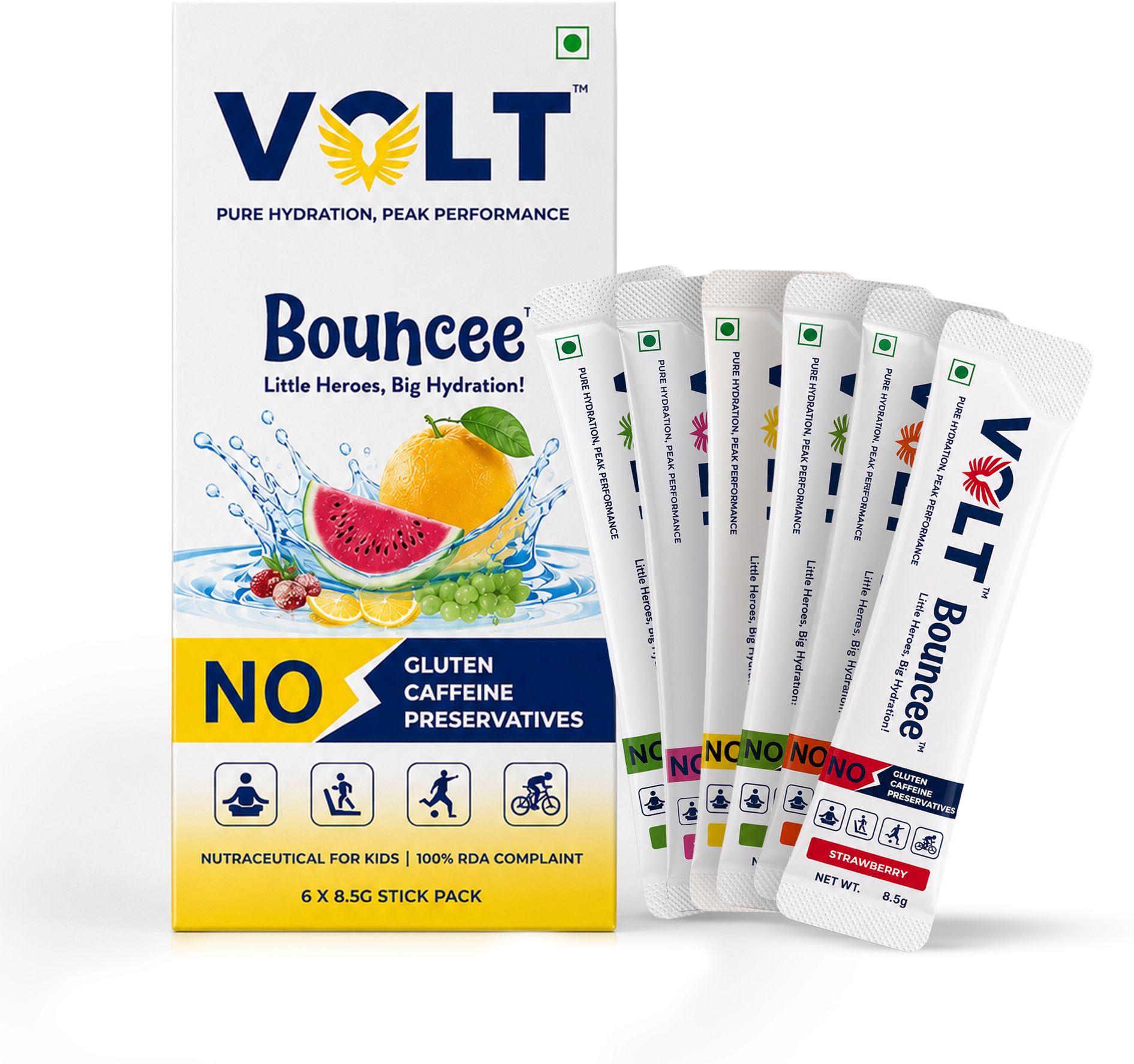 Volt Bouncee Kids Electrolyte Drink Mix Powder, No Caffeine, No Preservatives Hydration Drink-image-33