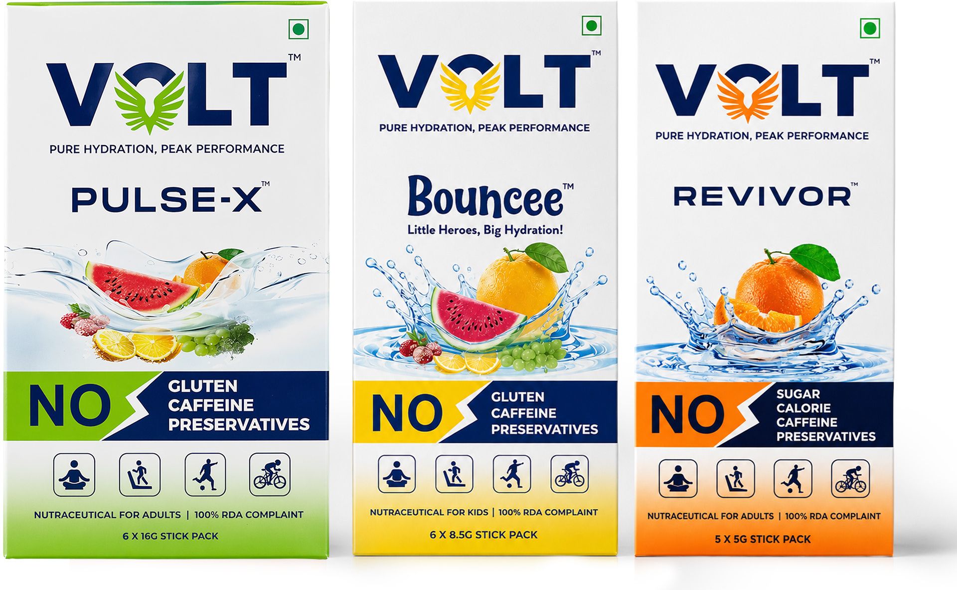 Volt Pulse-X + Revivor + Bouncee Adult & Kids Electrolyte Powder Combo Hydration Drink-image-17