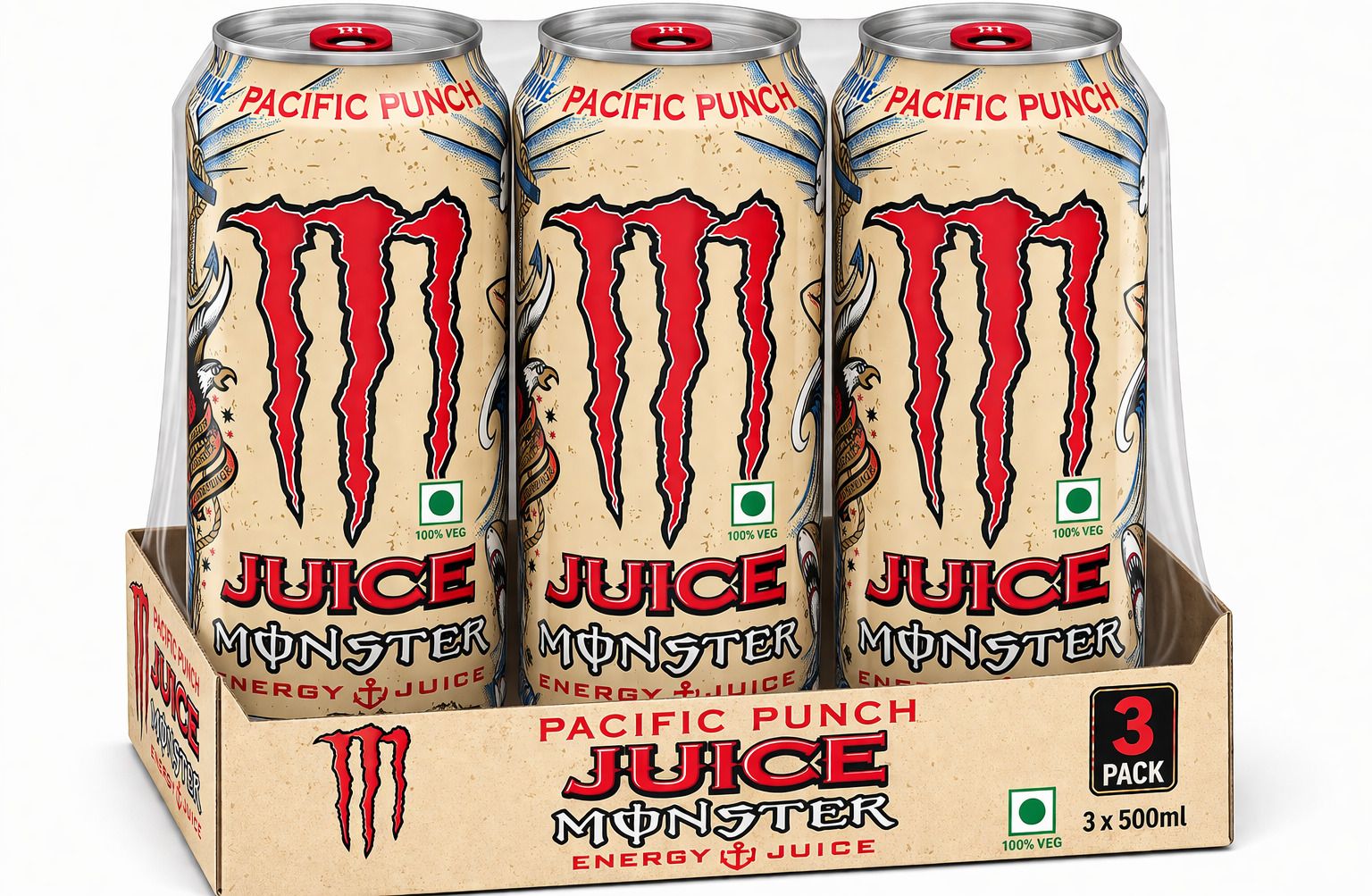 Monster Energy Pacific Punch, Zero Sugar , (Pack of 3 ) Energy Drink-image-8