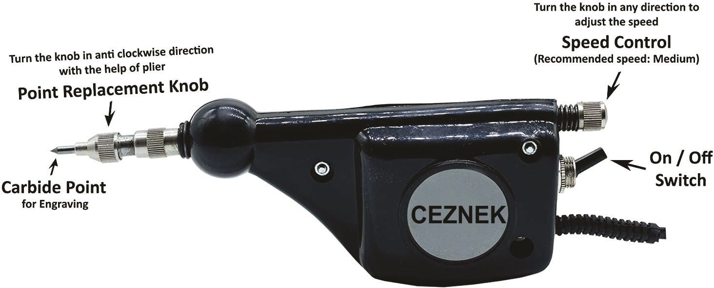 ceznek Handy Electric Engraving Machine - Vibration type Useful to Engrave on Jewellery/Metal/Steel/Vessels/Wood/Plastic/Etc Engraving Set Engraving Set Engraving Set-picture-13