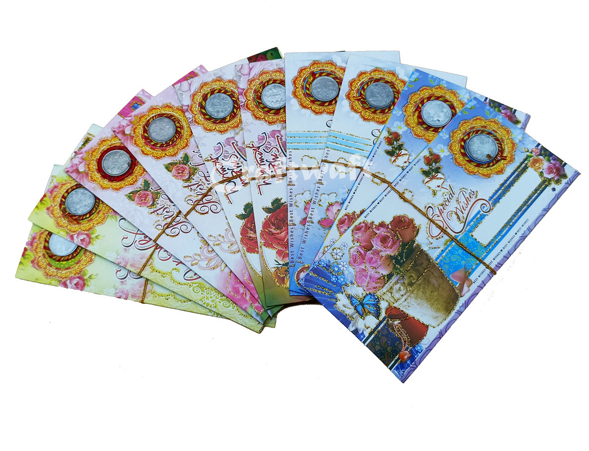 craftwaft Designer Multicolored Sagun Cash Gift Money Envelopes with One Rupee Coin Envelopes image 1
