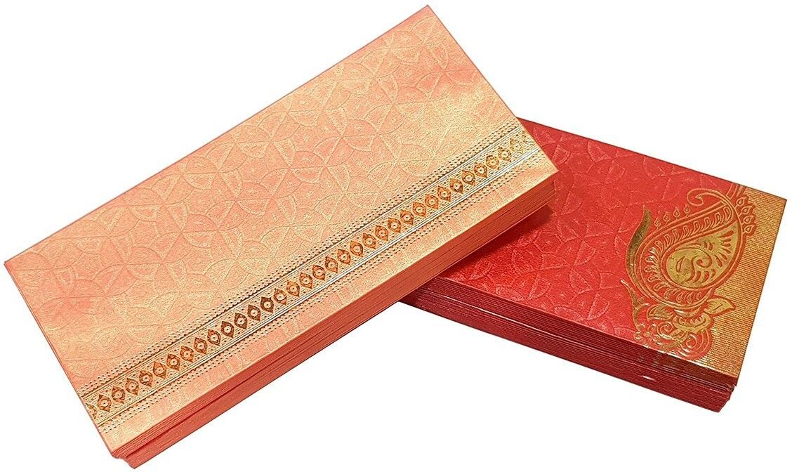 Money Gift Envelopes Lifafa - Multi Color Pack of 50 Premium Designer Envelopes… (Red) Envelopes-image-19