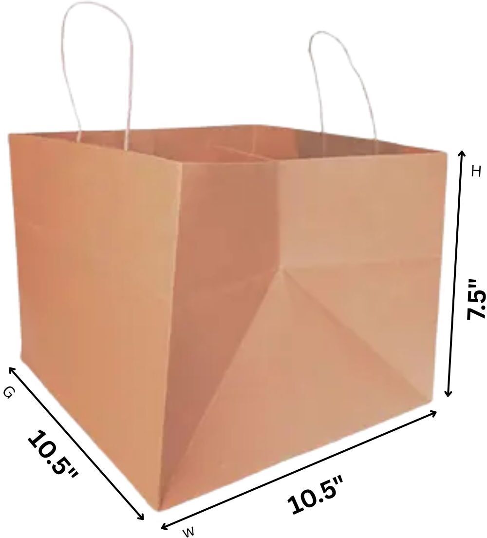 greennest Bakery Paper Cake Bag Square Brown 10.5X7.5X10.5 | Eco Friendly Pack of 25 Grocery Bags-picture-25
