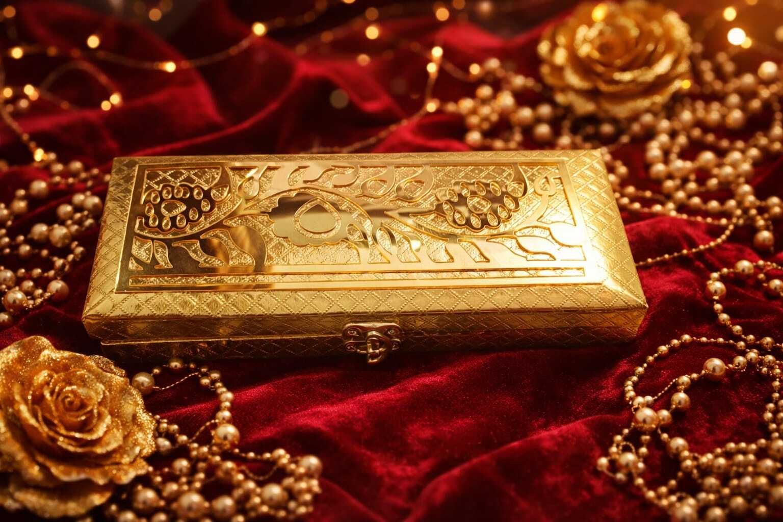 simpledecor Golden Cash Box With Clip Lock, Shagun, Jewellery, Money Wedding Envelopes-picture-24