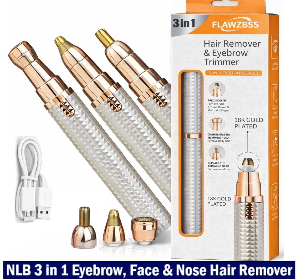 NLB ENTERPRISE 3 in 1 Eyebrow trimmer for women, Upper Lips, Face & Nose Hair remover IPL Laser Hair Remover-image-41