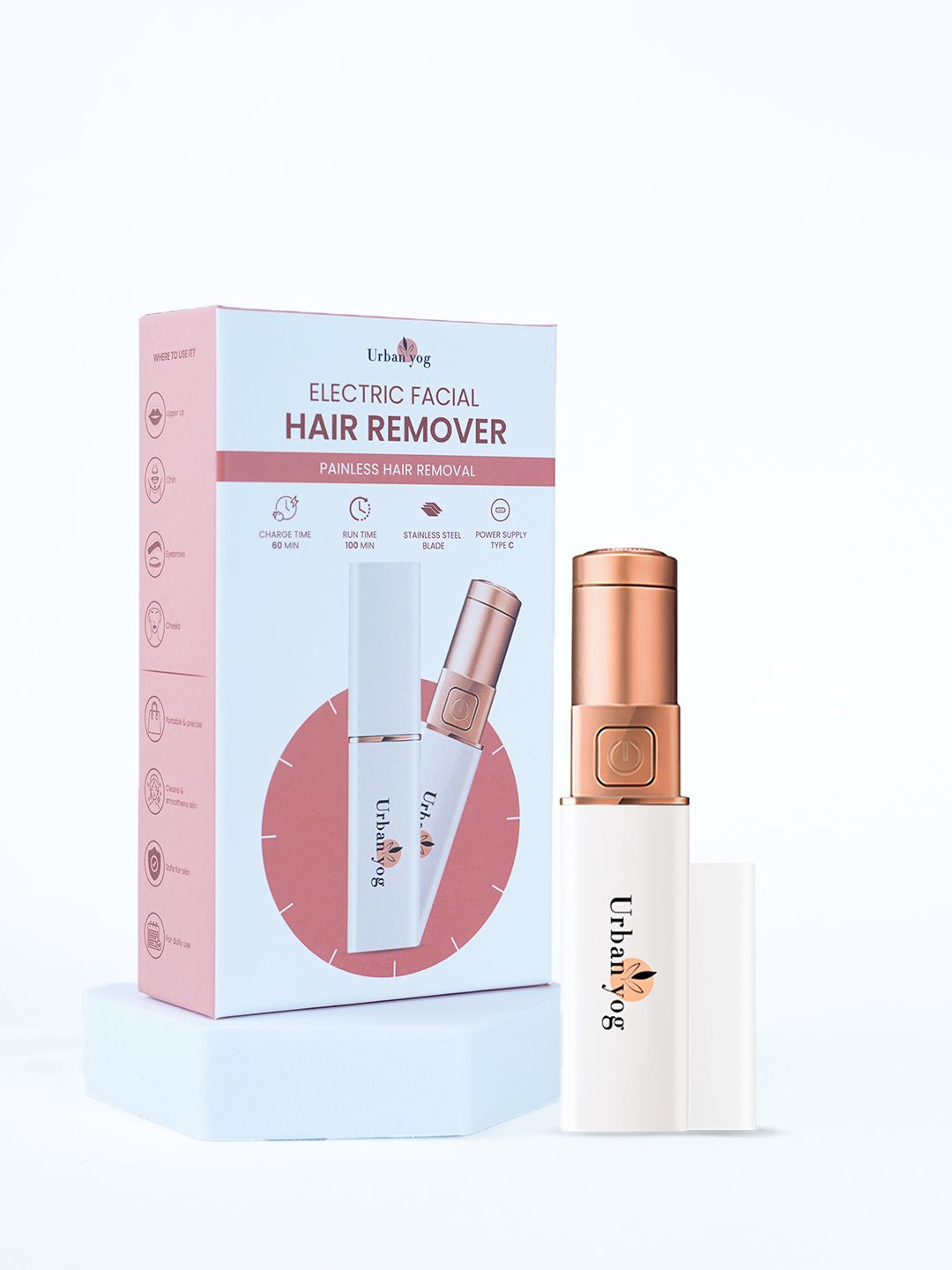 URBANYOG Facial Hair Remover for Women Painless Epilator for Silky Smooth Skin Cordless Epilator