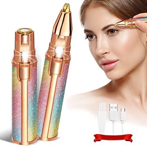 Zolvio Women Eyebrow Trimmer Hair Removal 2 in 1 Rechargeable with LED Light Cordless Epilator