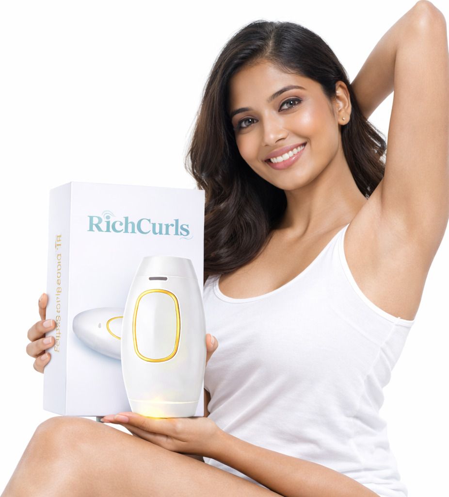 RichCurls IPL Hair Removal Device, Painless At-Home Permanent Hair Reduction for Women & Men Laser Hair Remover