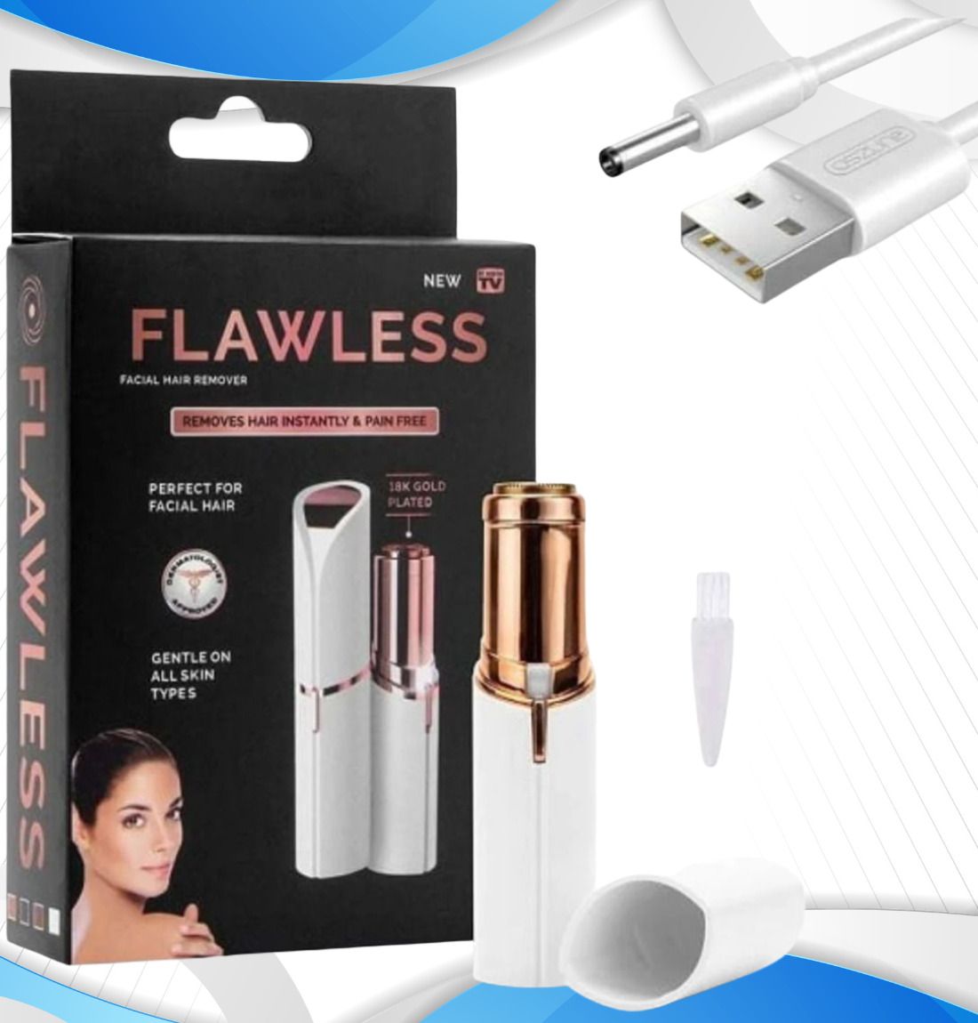 AVYA GLOBAL Rechargeable Face Hair Remover Machine for Upper Lip & Eyebrow Cordless Epilator-image-17