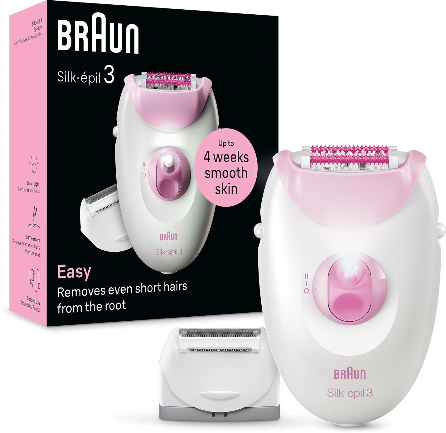 Braun Silk-pil 3-031,Epilator for Long-Lasting Hair Removal from roots Corded Epilator