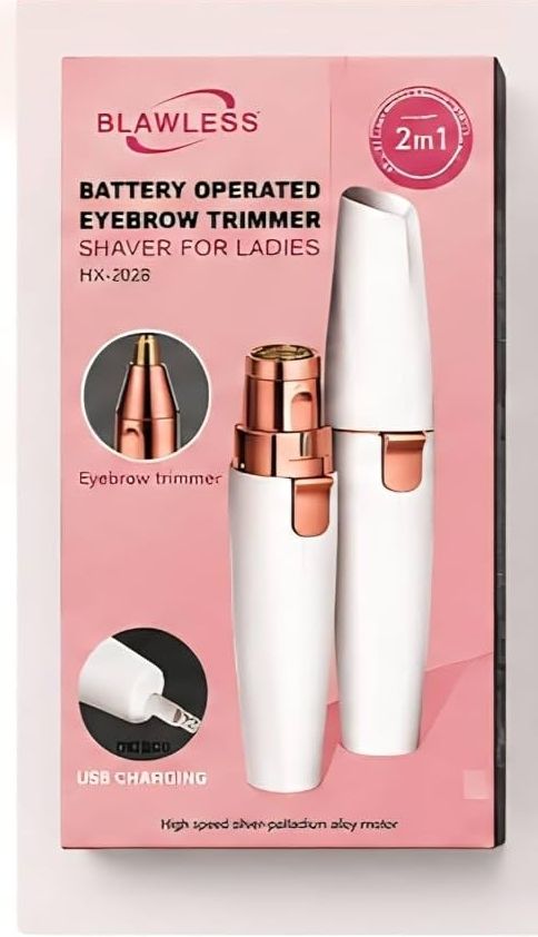 Parthstylemart 2 in 1 USB Rechargeable Eyebrow Trimmer & Facial Hair Remover for Women, Painless Epilator Machine for Upper Lip, Chin, Face, Nose with LED Light (White, Gold) 01 Cordless Epilator-image-22