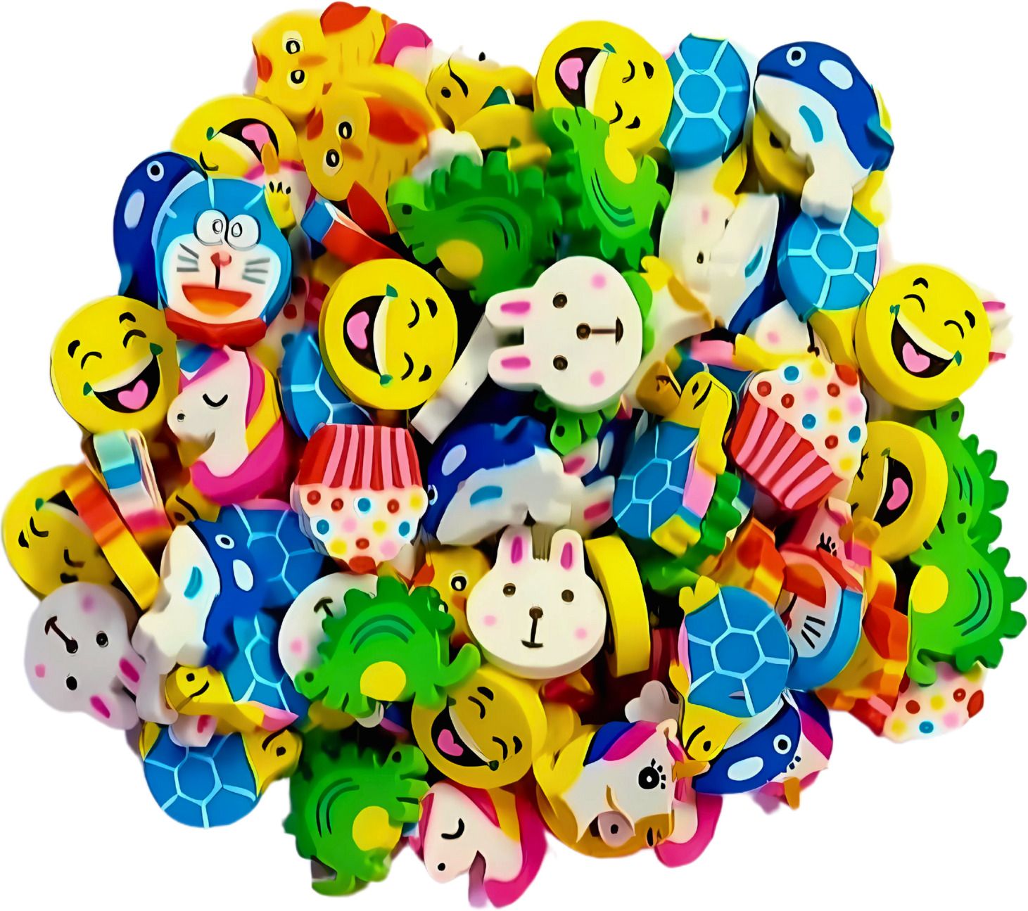 Cute Mini Erasers for kids (Pack of 100) - Funny Cartoon Shaped Colorful Non-Toxic Eraser-image-37