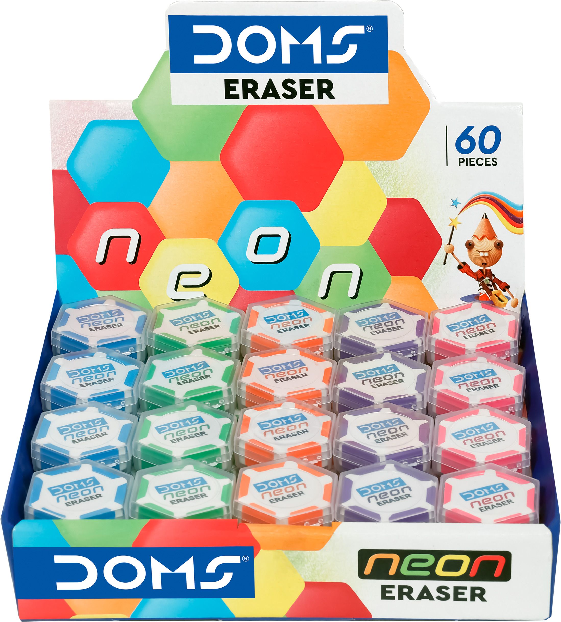 Neon Hexagonal Dust Free Non-Toxic Eraser