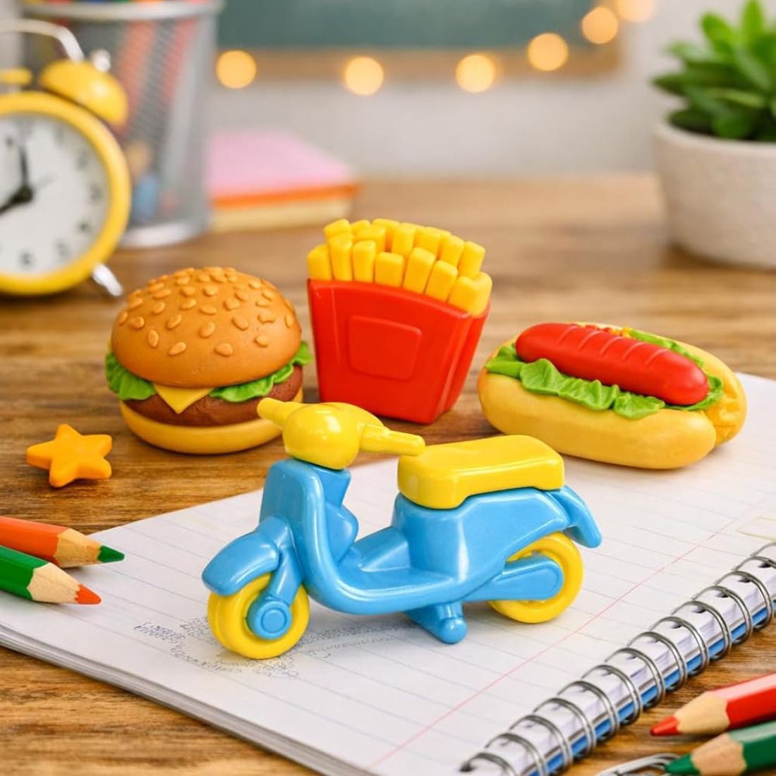 krishnaya Scooter Design Unique Cute Erasers for Kids School Supplies & Gifting 4 Piece Non-Toxic Eraser-picture-14