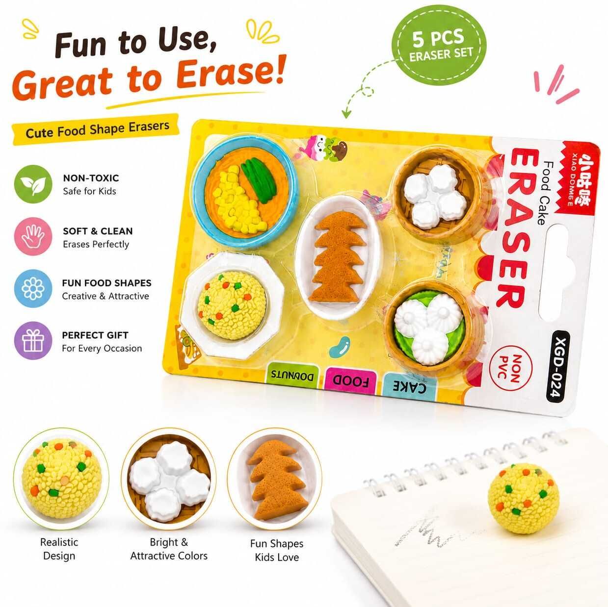 faiza Food Theme Mini Eraser Combo Pack Non-Toxic Eraser-picture-10