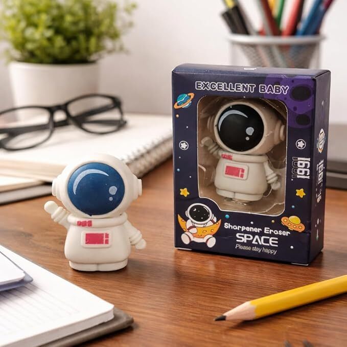 bee bumble 2 in 1 Astronaut Sharpener Eraser | Cute Space Sharpener with Dust-Free Eraser Non-Toxic Eraser-picture-12