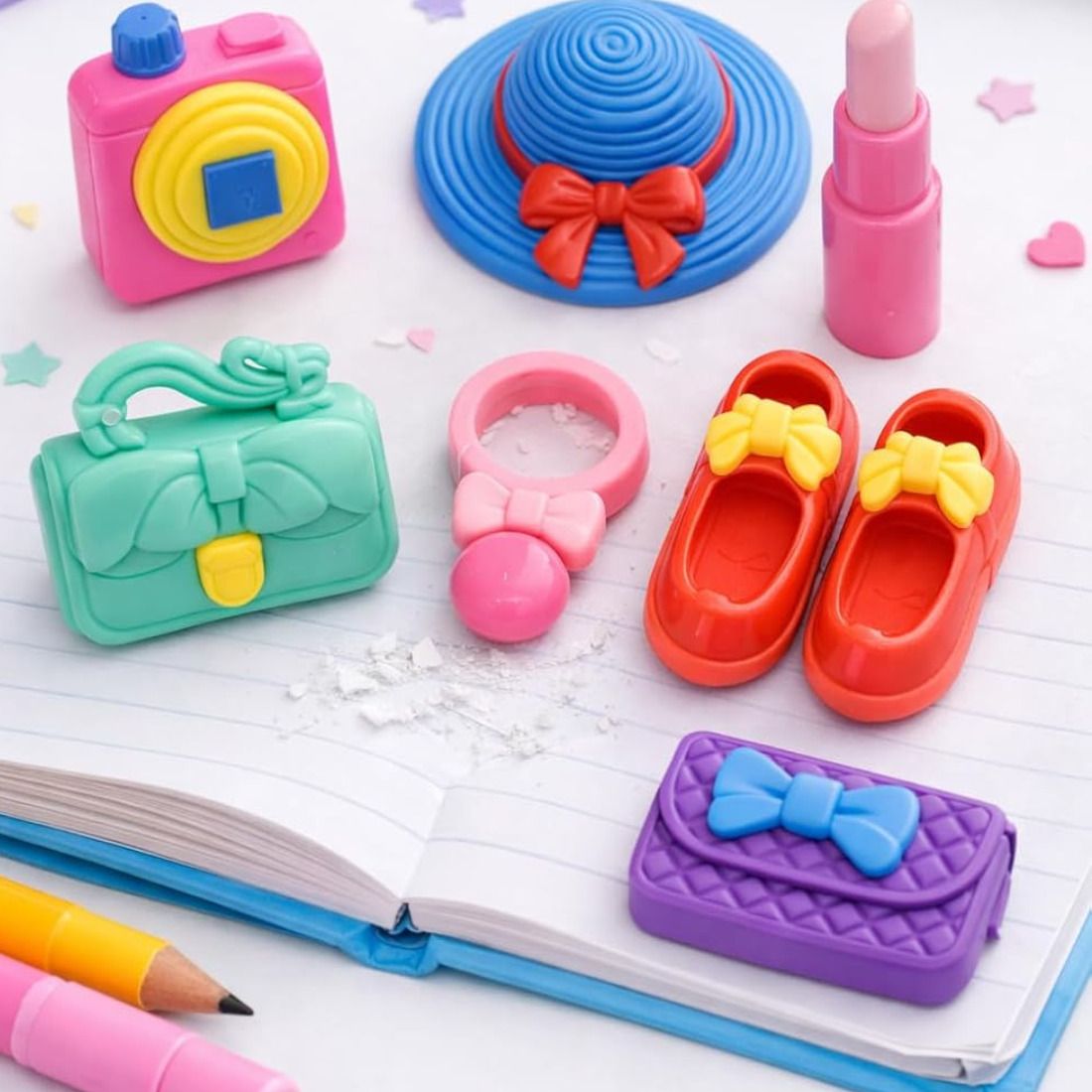 Fashion Erasers Multicolor Cute Shape Erasers for Kids School Office Use 4 Piece Non-Toxic Eraser-image-35