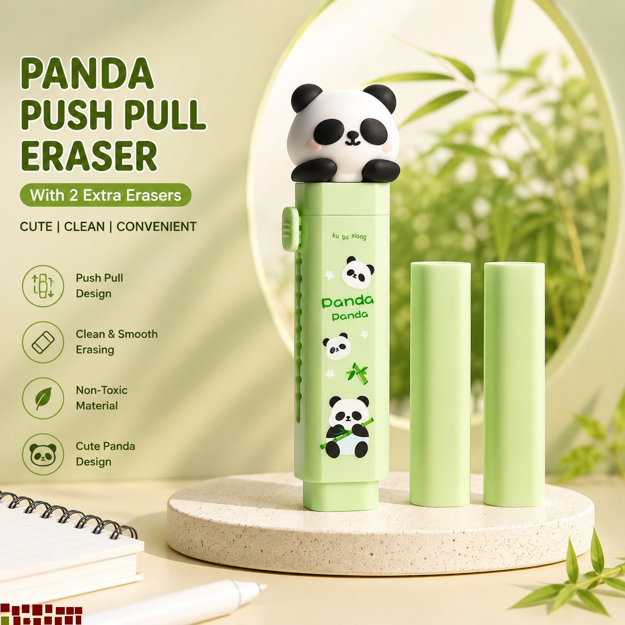 bzilo Push-Pull Eraser for Kids Cartoon Design 2-Refill Design & Color May Vary A31 Eraser-picture-19