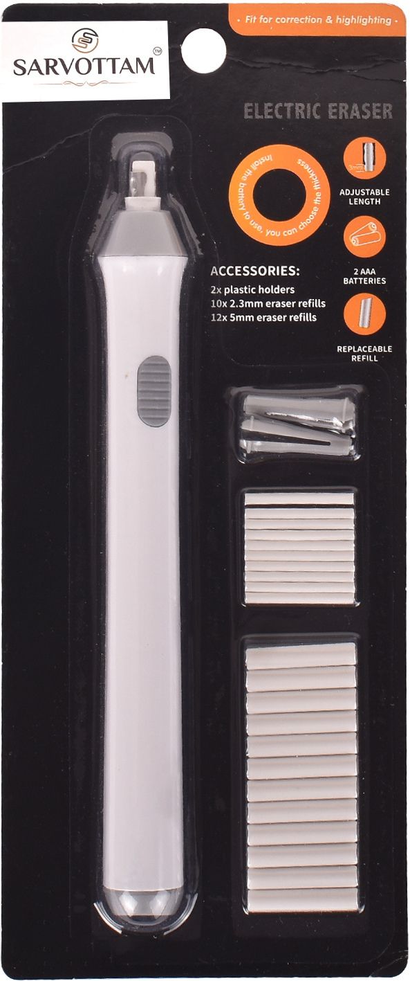 sarvottam Electric Battery Operated Automatic Pencil Eraser with 22 Refills Non Toxic Non-Toxic Eraser-picture-16