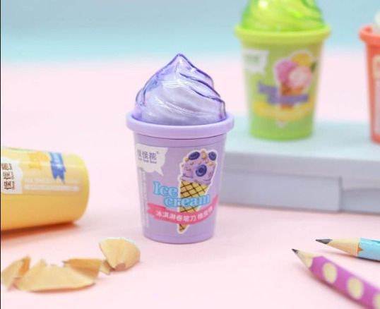pmw 2 in 1 Cartoon Ice Cream Eraser Pencil Sharpener, Pack of 2 For Kids Non-Toxic Eraser-picture-16