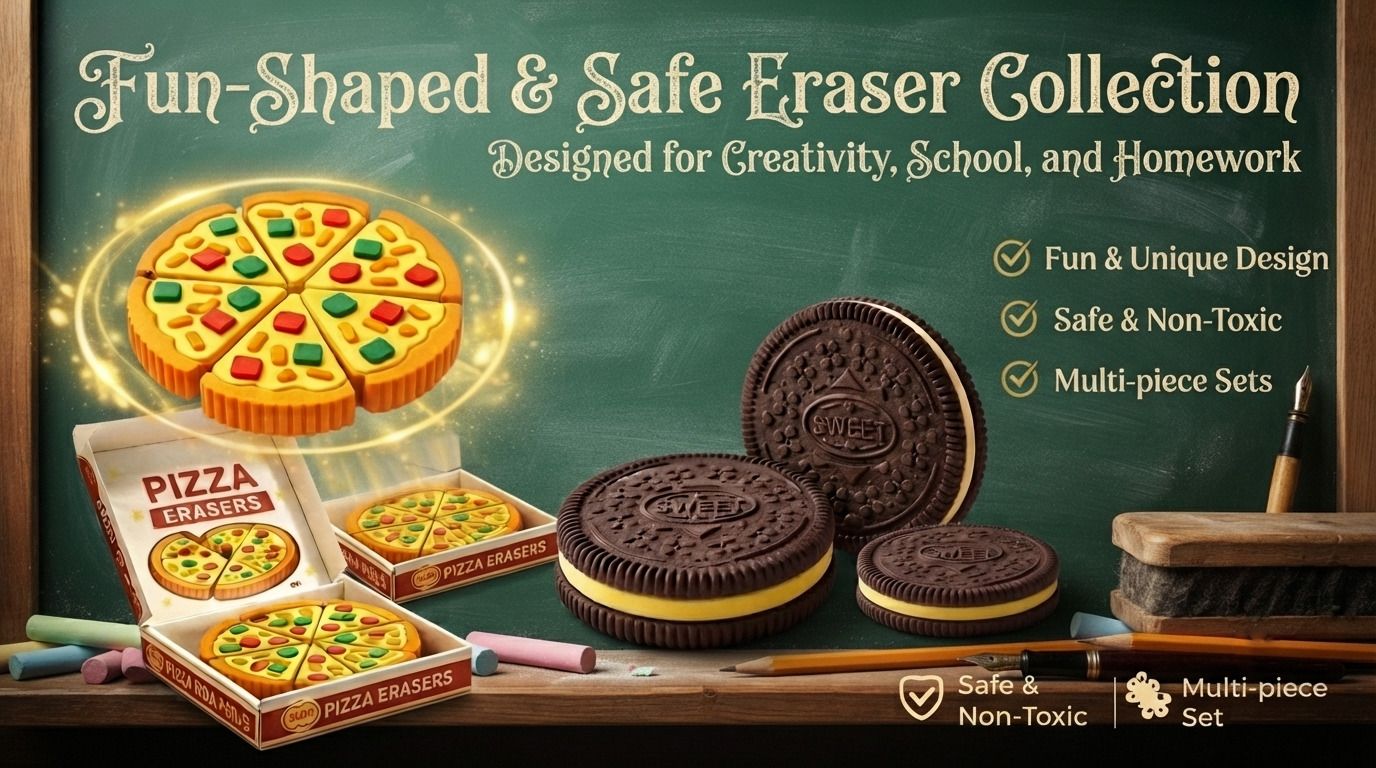 s l enterprise Set Of 2 Cookie And Pizza Slice [6 slice in pizza] Eraser For Child Non-Toxic Eraser-picture-33