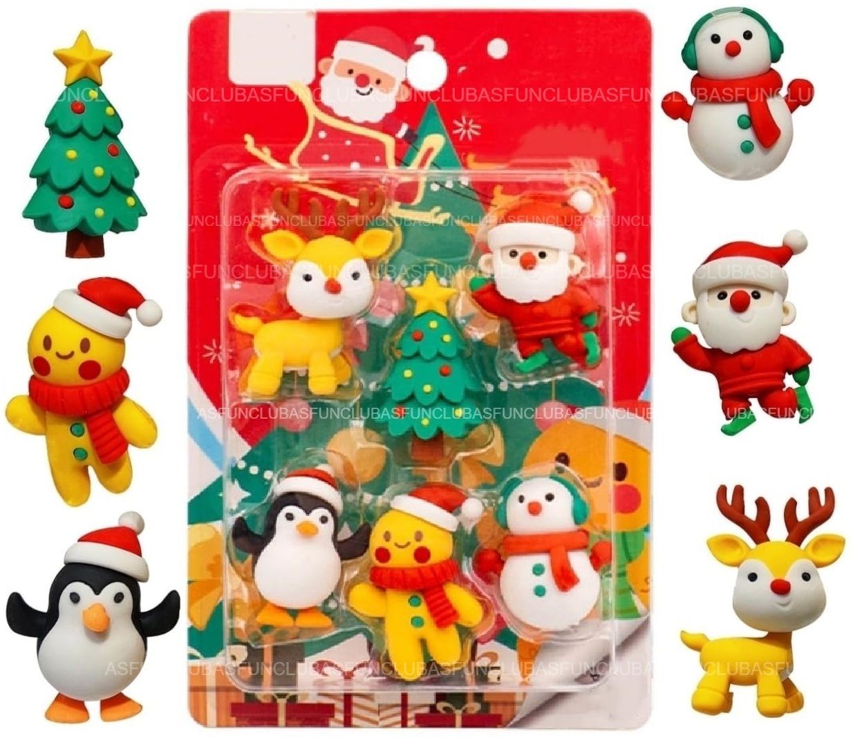 asfunclub Cute Cartoon Mini Eraser Merry Christmas Stationery Gift for Kids Non-Toxic Eraser-picture-21