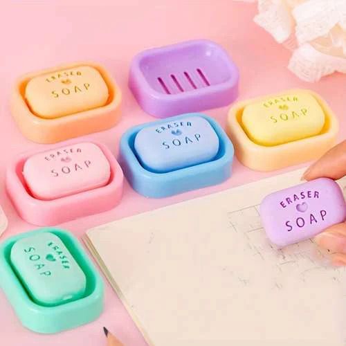 Eraser Shape Soap for Kids & Gifting | Colorful Mini Soap Bars| Pack of 3 Non-Toxic Eraser-image-15